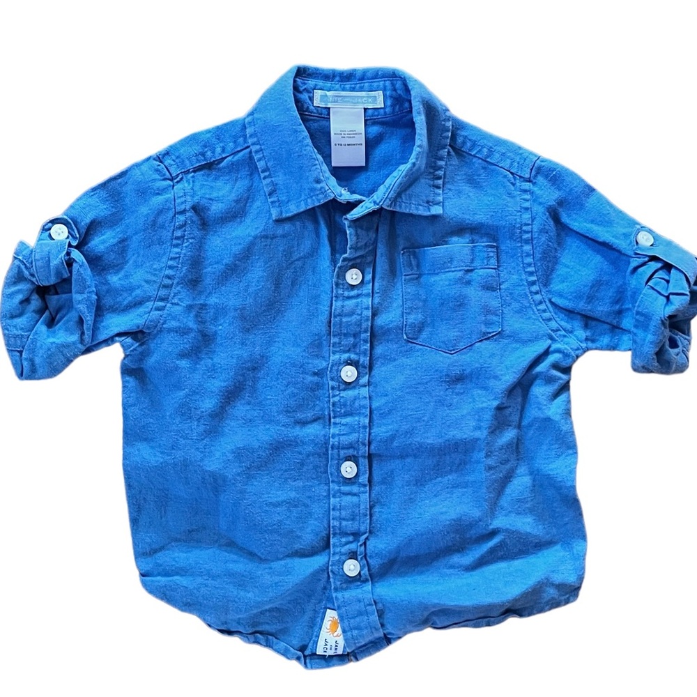 Janie And Jack Linen Button Down Long Sleeve Shirt